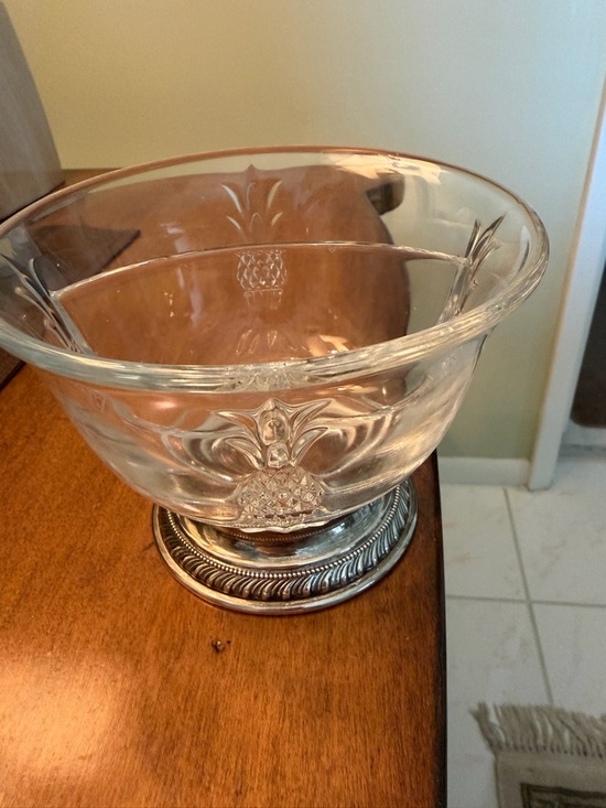 Heisey Other - High end vintage Heavy etched glass and sterling silver candy dish
